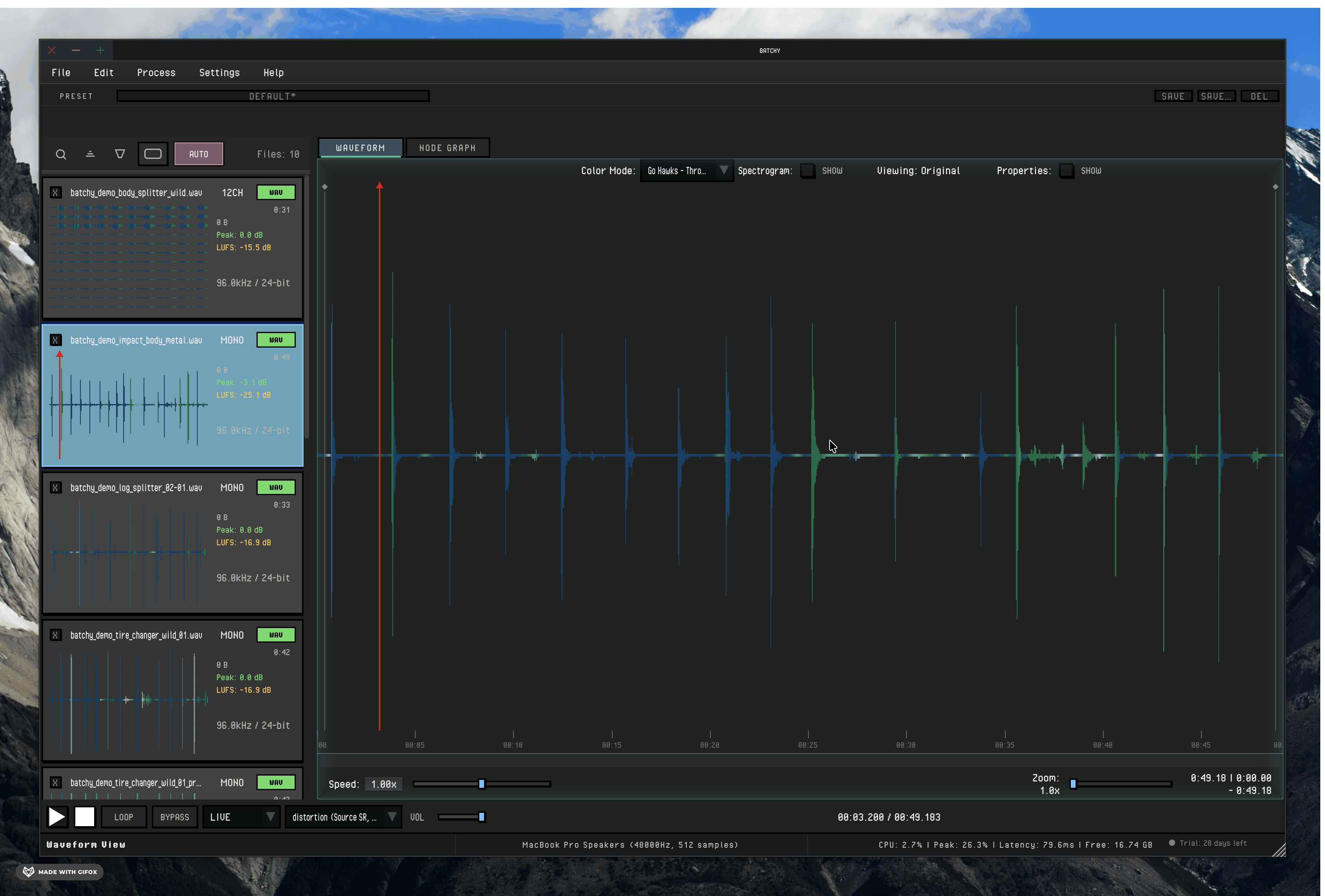 Batchy switching to spectrogram view while reviewing an audio file